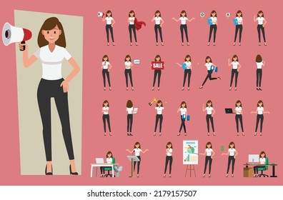 cartoon business woman  character set  ,Vector illustration 