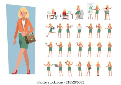 cartoon business woman  character set  ,Vector illustration 