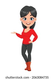 Cartoon business woman. Cute businesswoman cartoon character. Pretty girl