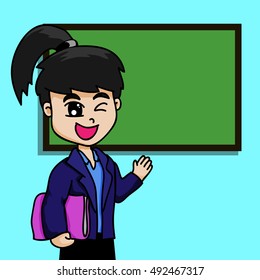 Cartoon of a business woman presenting