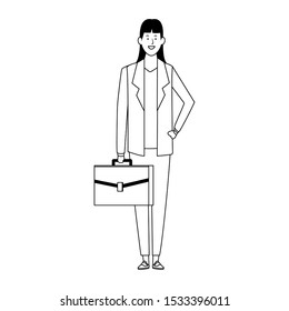 cartoon business woman standing over white background, vector illustration