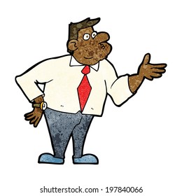 empresario de dibujos animados haciendo preguntas