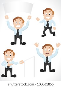 Cartoon Businessman with Banners