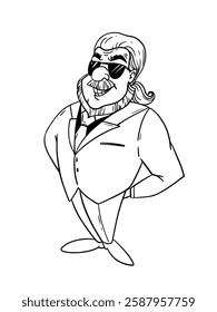Cartoon businessman in a business suit. Funny man character illustration. Office, corporative design.