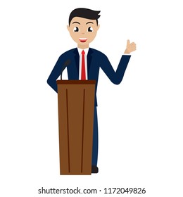 African American Candidate President Standing Suit Stock Vector 