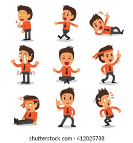 Cartoon Businessman Character Poses