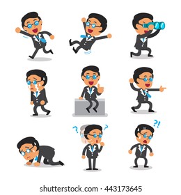 Cartoon businessman character poses