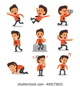 Cartoon businessman character poses