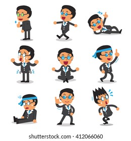 Cartoon businessman character poses set