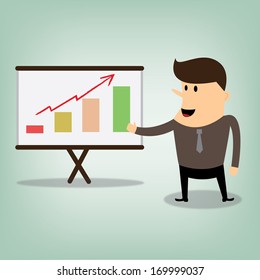 Cartoon businessman of computer web design and office