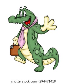 Cartoon Businessman Crocodile