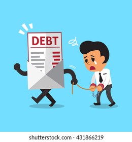 Cartoon businessman and debt letter