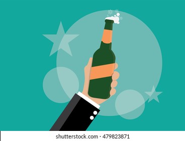 Cartoon, Businessman drinking beer., vector eps10