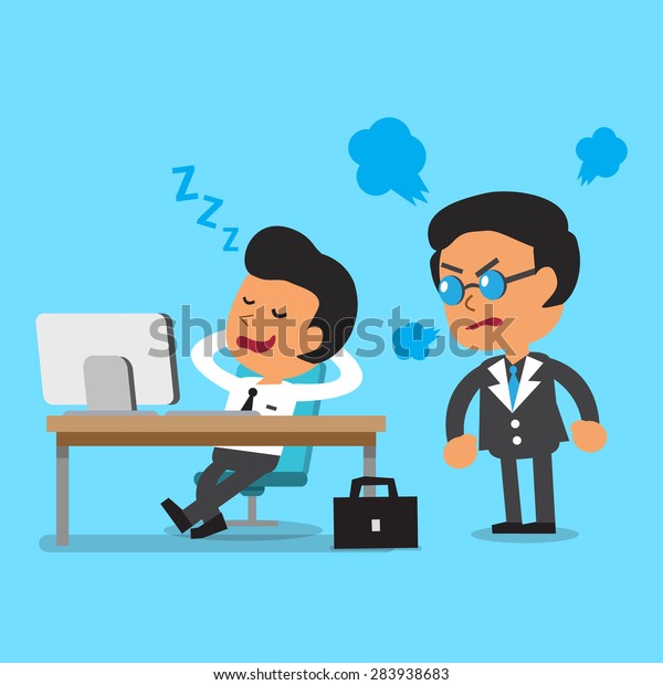 Cartoon Businessman Falling Asleep His Office Stock Vector (Royalty ...