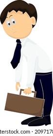 cartoon businessman feeling tired concept from his job