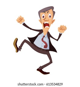 Cartoon Businessman Get Angry And Stomping Feet