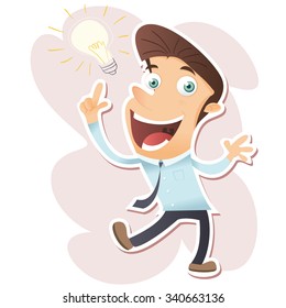 Cartoon businessman get an idea.