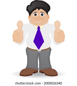 cartoon businessman give thumbs up for successful