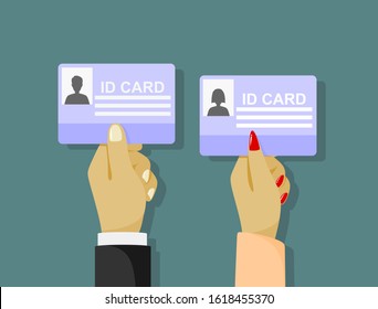 Cartoon businessman Hand holding Id card.