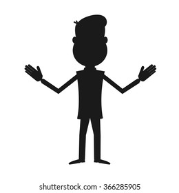 Cartoon businessman with hands up. Vector isolated silhouette. EPS 10.