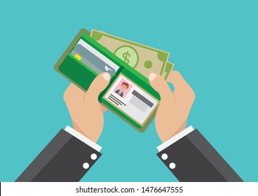 Cartoon, Businessman and his wallet., Vector eps10