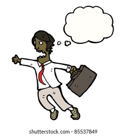 cartoon businessman late for work