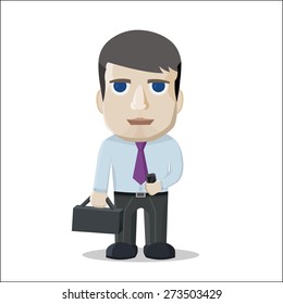 Cartoon businessman on white background. Vector illustration.