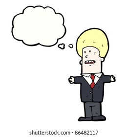 cartoon businessman with open body language