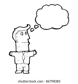 cartoon businessman with open body language