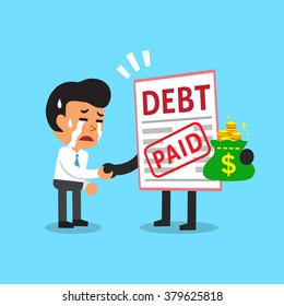 Cartoon businessman paid his debt
