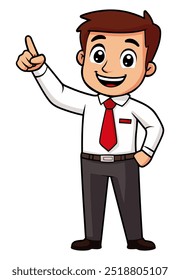 Cartoon Businessman Pointing. Flat Vector Illustration