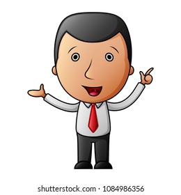 Cartoon businessman pointing his finger up