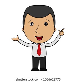 Cartoon businessman pointing his finger up
