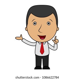 Cartoon businessman pointing his finger up