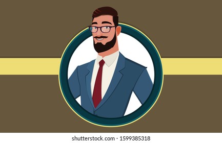 Cartoon Businessman Portrait vector illustration. 