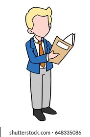 Cartoon Of Businessman Reading Report