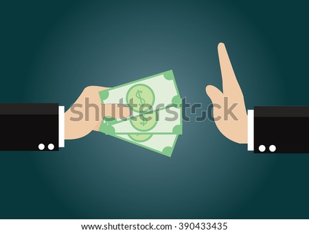 Cartoon, Businessman refused to accept the money., vector eps10