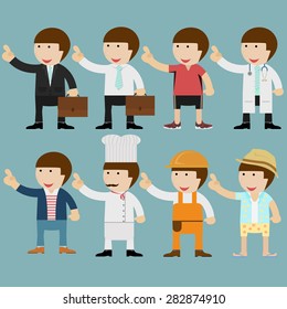 cartoon businessman set