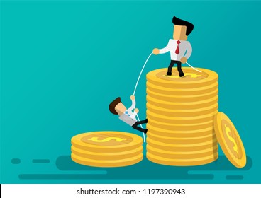 cartoon businessman shake hands help for success with vector design