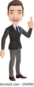 Cartoon businessman showing thumbs up sign