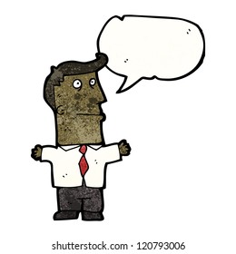 Cartoon-Geschäftsmann mit Sprachblase