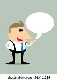 Cartoon businessman with speech bubble