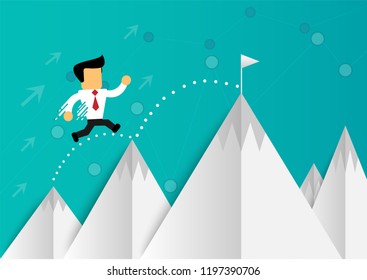 cartoon businessman startup and success with vector design