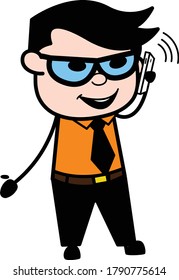 Cartoon Businessman talking on Cell Phone Design Illustration