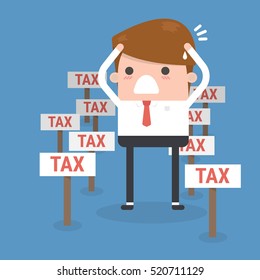 Cartoon businessman and tax