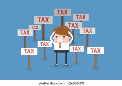 Cartoon businessman and tax