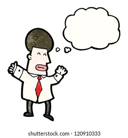 cartoon businessman with thought bubble