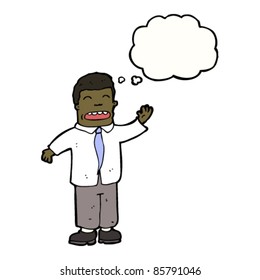cartoon businessman with thought bubble