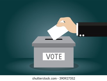 Cartoon, Businessman votes Voting., vector eps10