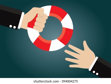 Cartoon , Businessmen get help., vector eps10